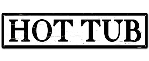 POOL Sign,Home Room Wall Decor,Bathroom Wall Decor,Bathroom Decorative Signs "HOT TUB" 4 * 16" Metal Aluminum Sign - color: Num003