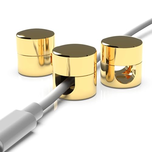 ICONIT Cable Anchors for Desk Organization Gold | Premium Aluminum Cord Organizers | Charger + Cable Management Clips for Home & Office | Stylish, Sturdy, & Functional | (3 Pack) - color: Gold