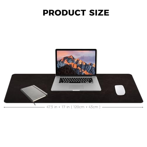 XXLarge Gaming Desk Pad with Stitched Edges - Waterproof Writing Pad Leather Mouse Mat, Non-Slip Base Desk Mat for Office/Home 47"x17" XXL Black - color: Black, size: 47" x 17"