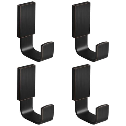 BESy Brass Clothes Hook Single Towel Hook for Bathroom Kitchen Garage Square Style Robe Hooks Coat and Hat Hook, Wall Mounted with Screws, Four Packs, Oil Rubbed Bronze - color: Oil Rubbed Bronze, size: 4 Pack