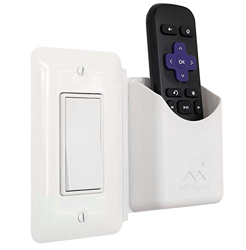 The No-Screwups Remote Control Holder by Mount Genie (White): Wall Mount with No Damaging Screws or Tape. Installs in Seconds on Any Light Switch. Great for TV, Ceiling Fan and Roku Remotes. - color: White