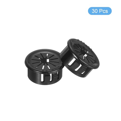 uxcell 30Pcs Cable Grommets, Snap Bushing Grommet for Holes with 0.87"(22mm) Mounting, Round Nylon Snap in Cable Desk Grommet for Cables and Cords Management, Black - size: 22mm