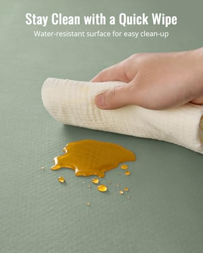 Blissful Diary Baby Splat Mat for Under High Chair, 50.4 x 50.4 Inch Wipeable Splash Mat, Waterproof and Washable, Anti-Slip Floor Protector, Sage Green - color: Sage Green