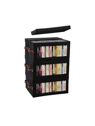 6 Packs DVD Storage Box with Visible Window, Dustproof DVD Case Holder Organizer with Lid and Handles, Holds Up to 156 Cases, CD Holder for Blu-ray & CD Storage-15.75 x 6.10 x 8.07In - color: Black, size: 6 Pack