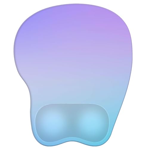 Mouse Pad with Wrist Rest Ergonomic Mouse Pad with Comfortable M-Shape Pain Relief Wrist Support Non-Slip PU Base Mousepad for Laptop, Office & Home (Blue Violet) - color: Blue Violet