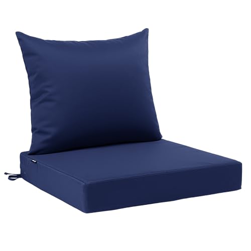 Favoyard Outdoor Seat Cushion Set 19 x 19 Inch Waterproof & Fade Resistant Patio Furniture Cushions with Removable Cover Deep Seat & Back Cushion with Tie Straps for Chair Sofa Couch - color: Blue, size: 19 x 19 Inch