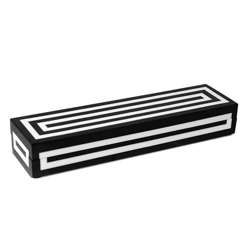 Handicrafts Home Decorative Remote Holder Box 10x2.5 – Slim Organizer Box with Lid for TV Remotes, Coffee Table Décor, Modern Shelf Box, Boho Home Décor Accent, Black and White Decorative Storage Box - color: Concentric, size: 10 x 2.5 x 1.5 Inches
