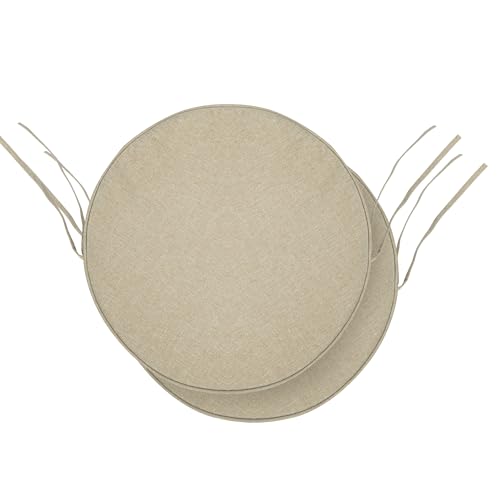 Outdoor Round Chair Cushions 15 Inch, Fade-Resistant & Water-Resistant, Bistro Chair Seat Pads for Porch Garden Balcony Patio Furniture Stools, Non-Slip Bottom, Set of 2, Natural - color: Natural, size: Dia. 15" 2 Pack