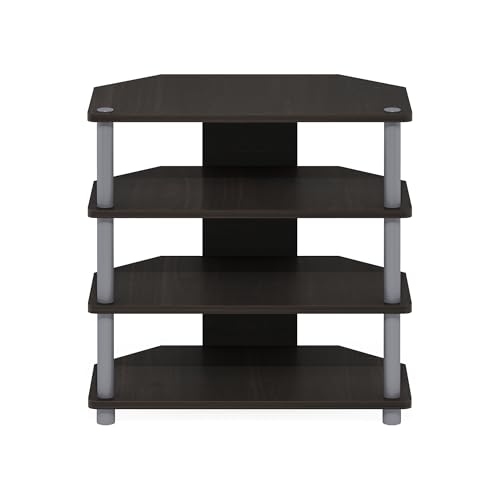 Furinno Turn-N-Tube Easy Assembly 4-Tier Petite Entertainment Center / TV Stand / TV Unit / TV Desk, Espresso/Grey - color: Espresso, size: 4-Tier