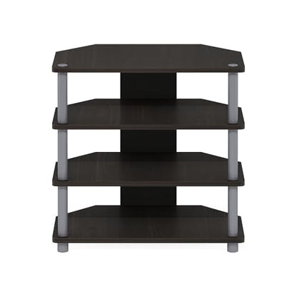 Furinno Turn-N-Tube Easy Assembly 4-Tier Petite Entertainment Center / TV Stand / TV Unit / TV Desk, Espresso/Grey - color: Espresso, size: 4-Tier