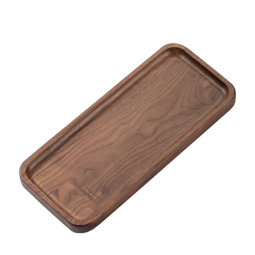 muso wood Walnut Serving Tray - Solid Wood Small Rectangle Platter for Bathroom, Dinner, Tea, Coffee (11.8 x 5 in)
