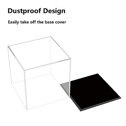 Cliselda Acrylic Display Case with Black Base 5x5x5 inch, Clear Square Acrylic Box Cube Small Storage Containers, Fully Assembled Dustproof Plastic Display Box for Collectibles Action Figures - size: 5x5x5 inch