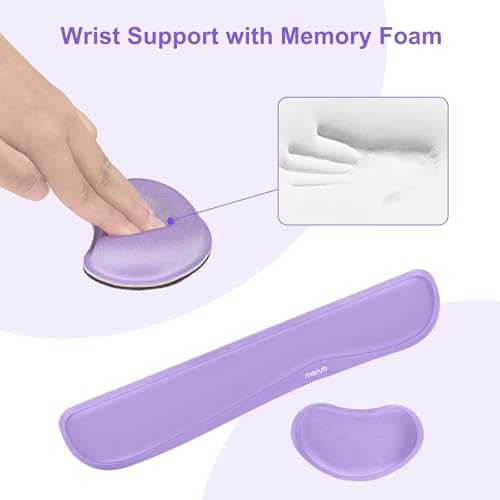 MOSISO Keyboard Mouse Pad Set, Gaming Mouse Pad&Keyboard Wrist Rest&Wrist Rest, Ergonomic Wristrests with Memory Foam Home Office Easy Typing Cushion Non-Slip Mousepad, Purple - color: Purple