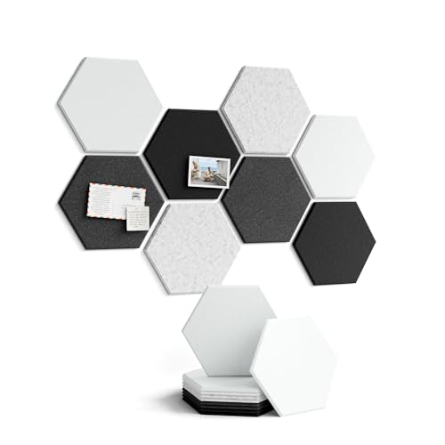 Fluxynara Hexagon Cork Board Alternative for Walls Decor-8-Pack Felt Bulletin Board Tiles,with 30 Pushpins,50 Adhesive Tabs for Office,Classrooms & Home Pin Board Felt Board-Concrete Echo - color: Concrete Echo, size: 8-Pack