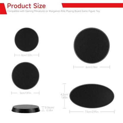 SIXPOINTS 60 Pieces Acrylic Miniature Bases,40/50/60/75X42mm Model Bases 4mm/0.16inch Thick Circular Figure Display Stands Compatible with Gaming Miniatures or Wargames Role Playing Board Game Figure Toy (60PCS-40/50/60/75X42mm-black) - color: 60PCS-40/50