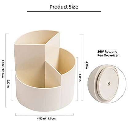 Desk Pencil Pen Holder, 3 Slots 360-Degree Spinning Organizers, Desktop Storage Stationery Supplies, Cute Cup Pot for Office, School, Art Supply, Kids - White - color: White