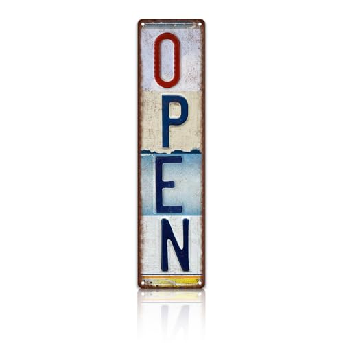 Vintage Open Wall Decor Street Signs Home Bar Coffee Metal Tin Signs 4 x 16 Inches - color: Open