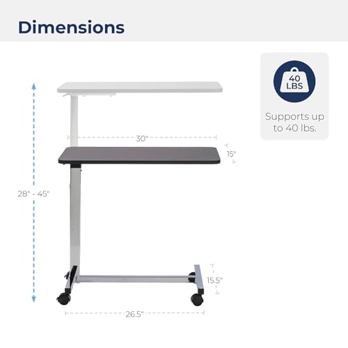 Drive Medical 13003 Non Tilt Top Overbed Table with Wheels, Chrome - color: Chrome