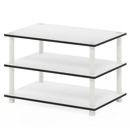 Furinno JUST Coffee Table, 3-Tier Modern Coffee Table with Open Shelf, Toolless Assembly Side Table, for Living Room, Bedroom, Home Office, White - color: White/White, size: Tall 23.6"(W)x15.6"(H)x15.6"(D)