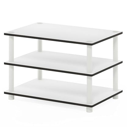 Furinno JUST Coffee Table, 3-Tier Modern Coffee Table with Open Shelf, Toolless Assembly Side Table, for Living Room, Bedroom, Home Office, White - color: White/White, size: Tall 23.6"(W)x15.6"(H)x15.6"(D)