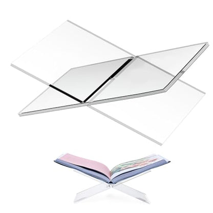 Acrylic Book Stand Holder - Coffee Table Book Stand,Open Cookbook Acrylic Book Display Stand,Magazines Clear Holder,Reading Stand for Open Book Magazines, Textbooks