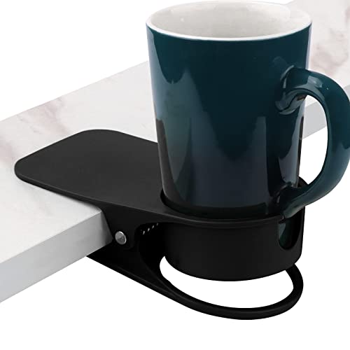 Kalolary New Drinking Cup Holder Clip with Groove Table Bottle Cup Stand DIY Glass Cup Clamp Storage Saucer Clip Water Coffee Mug Holder Saucer Clip for Home Desk, Black - color: Black