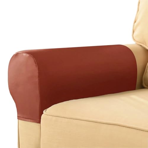 vctops Waterproof Faux Pu Leather Armrest Covers Vintage Stretch Arm Covers for Chairs Couch Sofa Armchair Slipcovers for Recliner Sofa 2pcs, Orange - color: Orange
