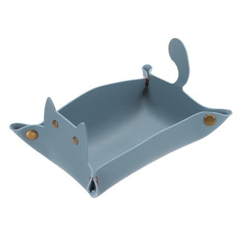 uxcell Leather Valet Tray, Folding Jewelry Tray Organizer Travel Dish Plate Desk Organizer for Women and Men Storage Jewelry Keys Wallet Coin, Deep Blue - color: Deep Blue