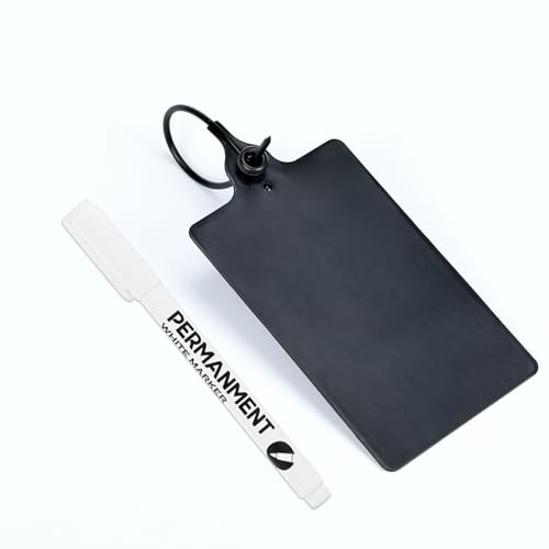 100 Black Plastic Tags Shipping Tags Water Proof Tags for Labeling Shipping Labels Security Seals Writable Marker Ties Hanging Tags Storage Tag with One Marker Pen, 252*58 mm - color: Black