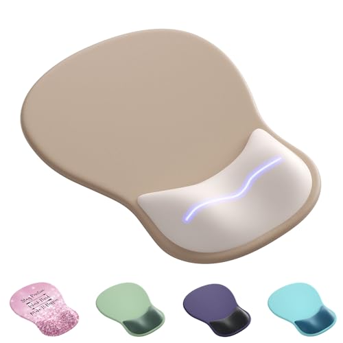 Ergonomic Mouse Pad with Wrist Rest,Cute Gel Mousepad Wrist Support - Small Mini Portable for Travel Mouse Pads for Desk Laptop,Computer,Office & Home Decor-(Brown &Beige) - color: Q-Brown&Beige
