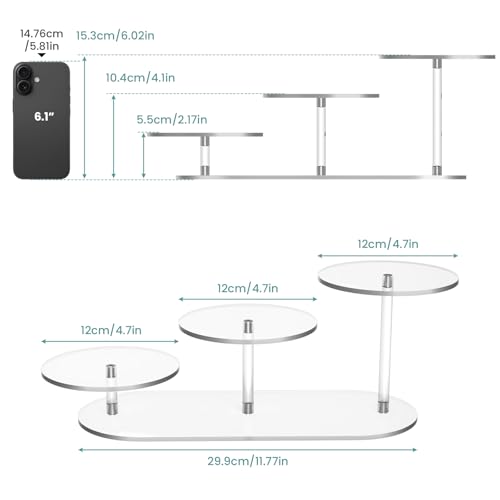 NiHome Display Stand for LEGO Botanical Collection Sets, Clear Acrylic 3-Tier Stepped Riser for Collectibles Figures Tabletop Plants Perfume Cupcakes, Room Decor, Tool-Free Quick Assembly, 1 Pack