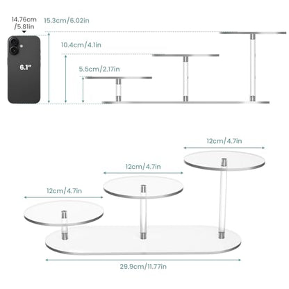 NiHome Display Stand for LEGO Botanical Collection Sets, Clear Acrylic 3-Tier Stepped Riser for Collectibles Figures Tabletop Plants Perfume Cupcakes, Room Decor, Tool-Free Quick Assembly, 1 Pack