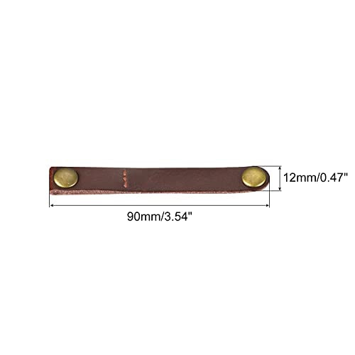 MECCANIXITY Pack of 20 Leather Cable Straps Cable Ties, Cord Organizer, Portable Cable Management for USB Cables, Headphone Wires, Brown/Golden - color: Brown,golden