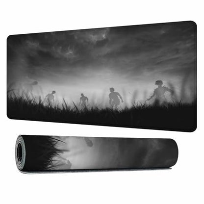 Creepy Zombies Gaming Mouse Pad Haunted Field Eerie Landscape Halloween Large Mousepad Desk Keyboard Mat for PC,Home,Office 35.4"X15.7" - color: Creepy zombies