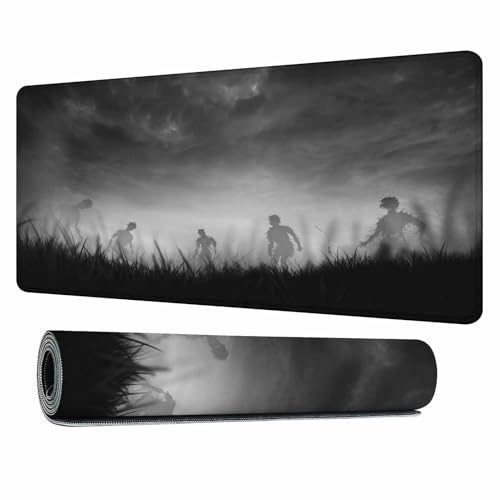Creepy Zombies Gaming Mouse Pad Haunted Field Eerie Landscape Halloween Large Mousepad Desk Keyboard Mat for PC,Home,Office 35.4"X15.7" - color: Creepy zombies