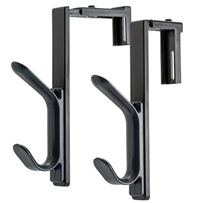 Officemate Cubicle Panel Coat Hooks, Adjustable Double Hook for Office Partitions, Fits 1.25"–3.5" Panels, Charcoal, 2 Pack (22009) - size: 2 Pack