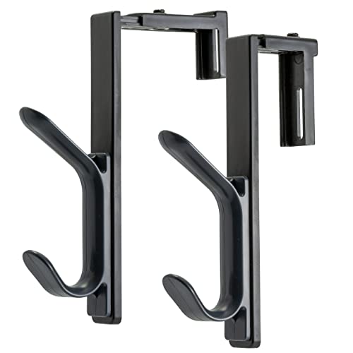Officemate Cubicle Panel Coat Hooks, Adjustable Double Hook for Office Partitions, Fits 1.25"–3.5" Panels, Charcoal, 2 Pack (22009) - size: 2 Pack