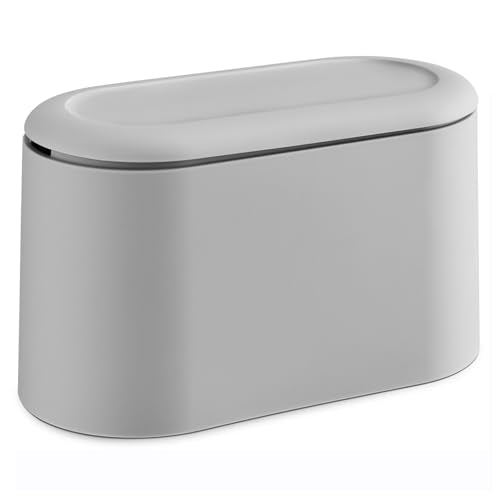 SUBEKYU 0.5 Gal Mini Countertop Trash Can with Lid for Desktop, Small Garbage Can for Office, Tiny Wastebasket, Plastic, Light Grey - color: Light Grey 0.5 Gal with Lid