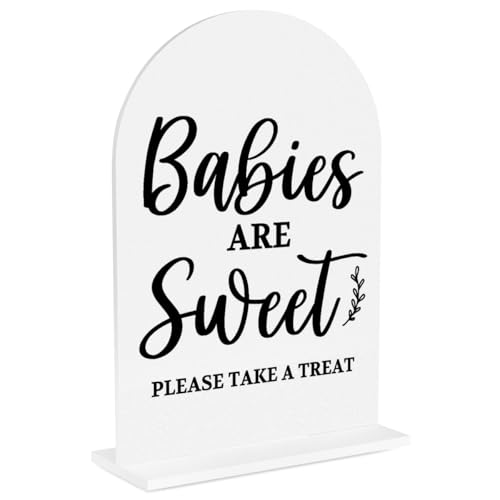 Baby in Bloom Shower Decorations, Baby Shower Sign, Babies are Sweet Please Take A Treat 5x7 Inch Arch Acrylic Signs, Baby Shower Favors for Guests - color: Babies