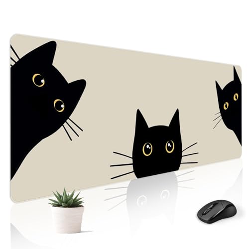 Mousepad Desk Mat Gaming Large Keyboard Cute Office Desktop Computer Laptop Cat XXL Long Giant Big Kawaii Aesthetic Girly Pretty Design Women Girl Gamer Oversized Wide 30x12'' Mousepad - color: Three Cat