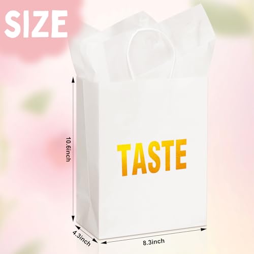 Kolldenn 5 Senses Gift Bags for Him for Her with 10 Pcs Tissue Paper, Paper Bags with Handles Five Senses Gifts for Valentines Christmas Birthday Wedding Anniversary(White,8.3 x 4.3 x 10.6 Inch) - color: White, size: 8.3 x 4.3 x 10.6 Inch
