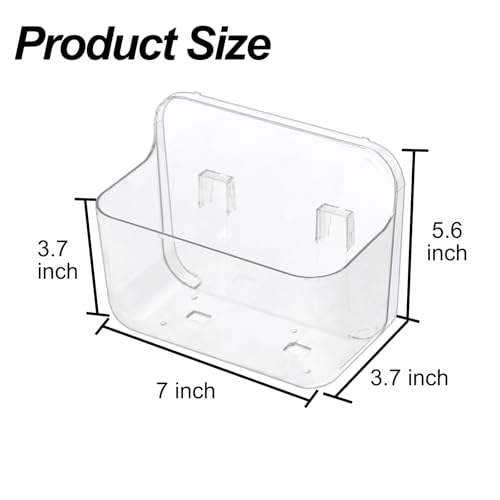 Wall Mounted Storage Organizer Bins Organizing Shelf Basket Clear Plastic Makeup Organizer Adhesive Hanging Bin Fridge Organizer for Bathroom,Kitchen,Cabinet,Pantry,Countertops (L(7×3.9×5.5")) - size: 7 × 3.9 × 5.5"