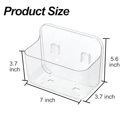 Wall Mounted Storage Organizer Bins Organizing Shelf Basket Clear Plastic Makeup Organizer Adhesive Hanging Bin Fridge Organizer for Bathroom,Kitchen,Cabinet,Pantry,Countertops (L(7×3.9×5.5")) - size: 7 × 3.9 × 5.5"
