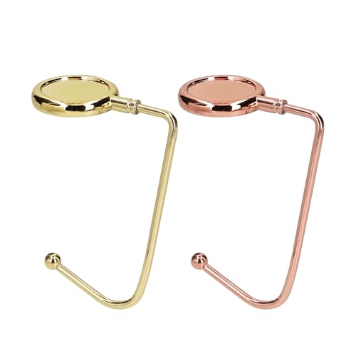 kwmobile Purse Hook for Table - Set of 2 Purse Holder - Handbag Hanger - Portable Bag Holder - Bag Hooks for Desk - Table Hook Gold/Copper - color: gold / copper