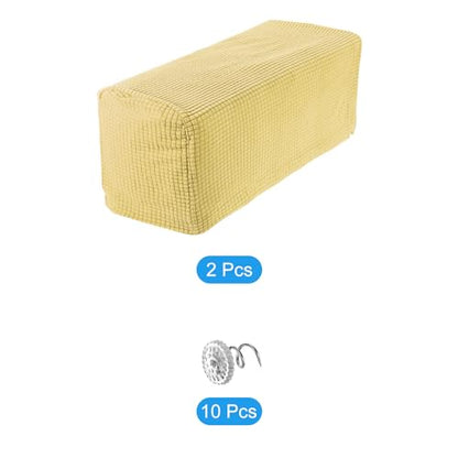 uxcell 2pcs Stretch Armrest Covers for Chairs/Sofas, Couch Arm Covers with Twist Pin, Furniture Protector Slipcovers Beige - color: Beige