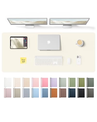 YSAGi Leather Desk Pad Protector, Office Desk Mat, Large Mouse Pad, Non-Slip PU Leather Desk Blotter, Laptop Desk Pad, Waterproof Desk Writing Pad for Office and Home (Cream,55" x 17.2") - color: Cream, size: 55" x 17.2"