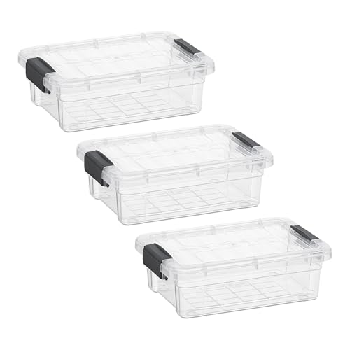 Superio Clear Storage Boxes with Lids, 1.27 Quart Plastic Container Bins for Organizing, Stackable Crates, BPA Free, Non Toxic, Odor Free, Organizers for Home, Office and Dorm, 3 Pack - size: 1.27 Qt, style: 3 Pack