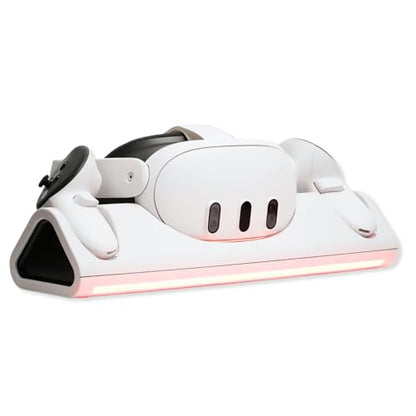 Tilted Nation Charging Dock - Fast Magnetic Charging with Rechargeable Controller Batteries - 3 Docking Station - 12 RGB Modes - VR 3 Accessories for Organization