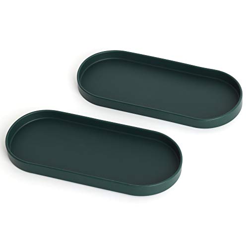 Lazy K Silicone Tray - Small Vanity Tray Organizer - Spoon Rest Holder - Multi-Purpose Modern Kitchen Sink, Bathroom, Counter Organizer (Forest Green) - color: Forest Green-2pcs