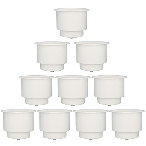 Yuanhe White Plastic Cup Drink Holder Insert with Drain for Boat Car Marine Rv, 10PCS - size: 10PCS
